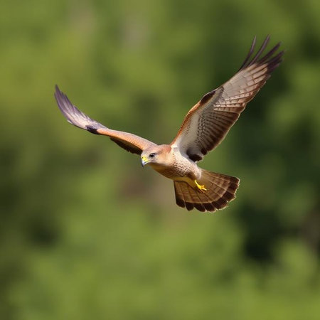 Red kestrel (Milvus milvus) in flightの写真素材