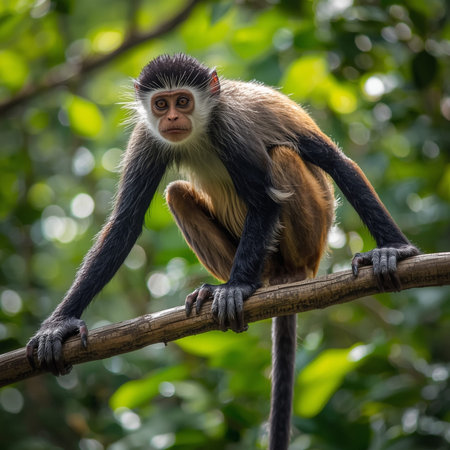 Portrait of a red-shanked monkey (Cercopithecus obscurus)