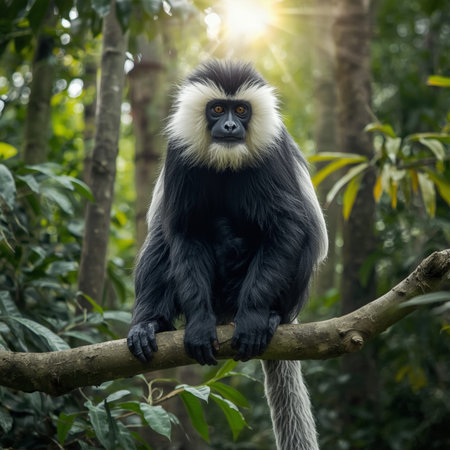 Portrait of a white-fronted langur in the jungle