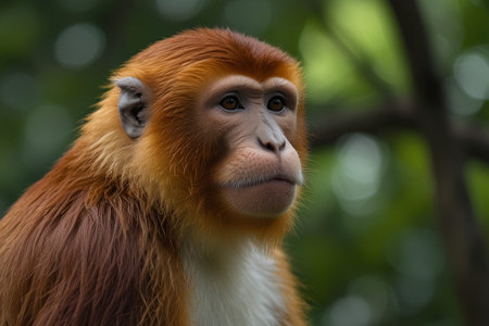 Portrait of a long-nosed monkey, Nasalis larvatus
