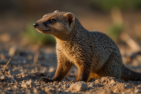 Yellow Mongoose (Mongoose) in Kalahari desert, South Africa