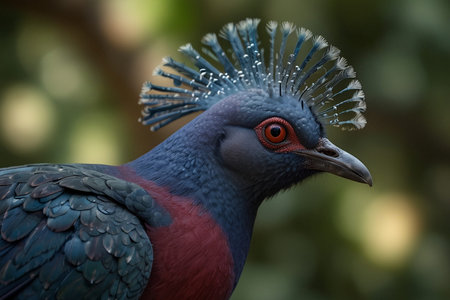 Portrait of a Crowned Pigeon (Crested Pigeon)