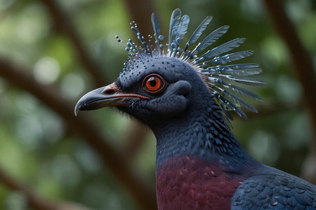 Portrait of a Crowned Pigeon (Pheasanta victoria)
