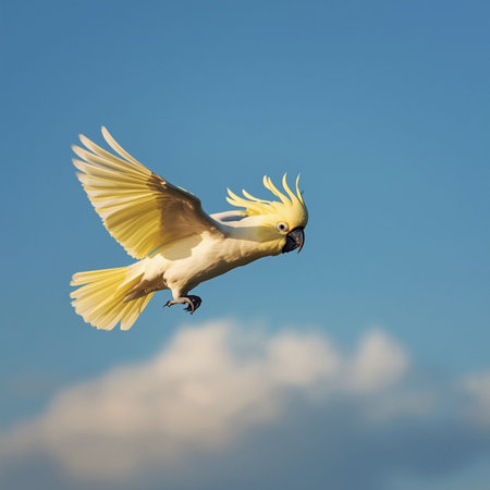 Sulphur-crested Cockatoo (Cacatua galerita) in flight