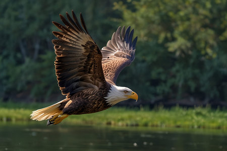 Bald Eagle (Haliaeetus leucocephalus) in flight