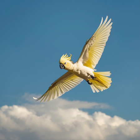 Sulphur-crested Cockatoo (Cacatua galerita) in flight
