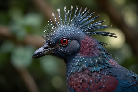 Portrait of a Crowned Pigeon (Crested Pigeon)