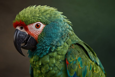 Portrait of a red-and-green macaw parrot