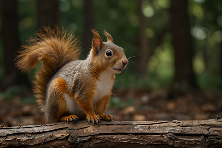 squirrel in the forest, close-up of a wild animal