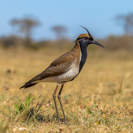 African Lapwing, Vanellus vanellus, single bird on ground, South Africa