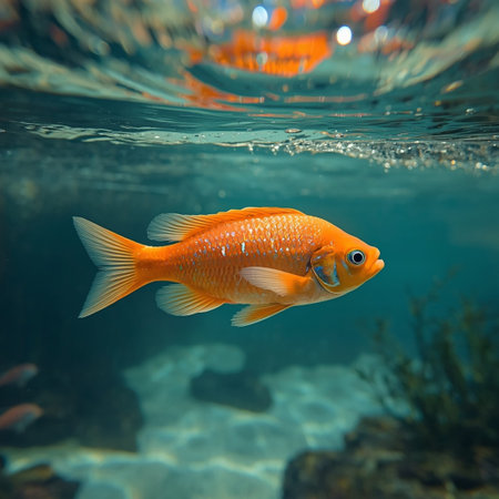 Tropical fish swimming in the water. Underwater world.