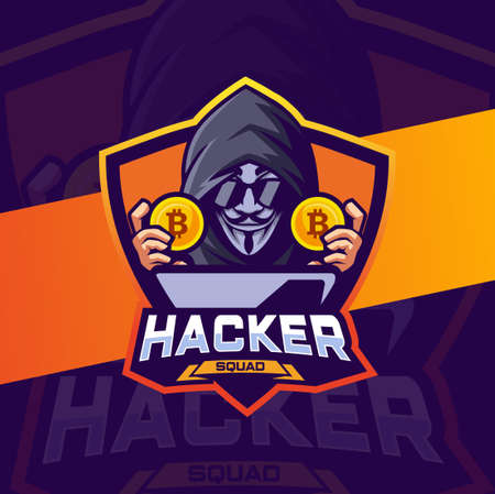 hacker cryptocurrency mascot logo design for e-sport and team logoのイラスト素材