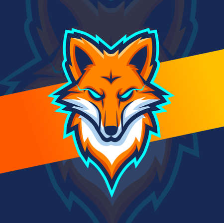angry fox head mascot esport logo designのイラスト素材