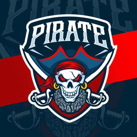 skull pirate mascot esport symbol logo designのイラスト素材