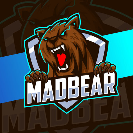 mad bear mascot esport logo design for gaming and sport logoのイラスト素材