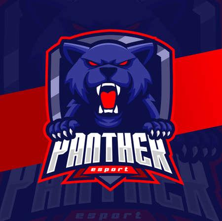 angry panther head mascot esport logo design character for sport and gamingのイラスト素材
