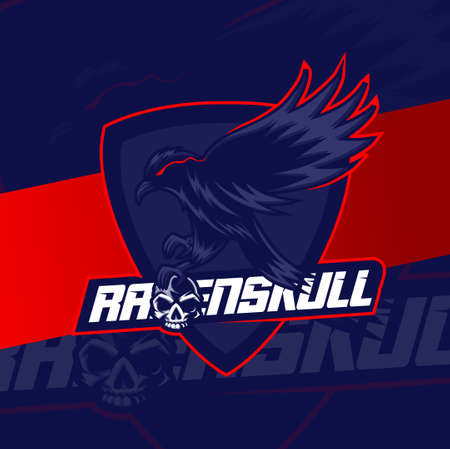 raven bird skull mascot esport design character for sport gaming and halloweenのイラスト素材