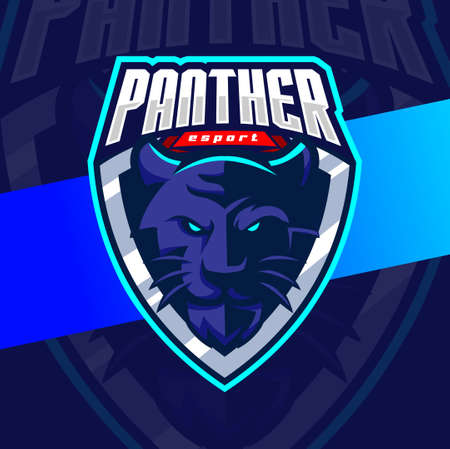 angry panther head mascot esport logo design character for sport and gamingのイラスト素材