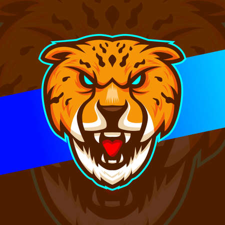 cheetah head mascot logo character for sport and gaming projectのイラスト素材