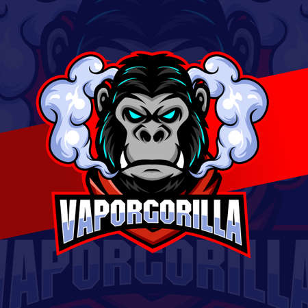 gorilla vapor with smoke mascot character logo esport for vapor store and gameのイラスト素材