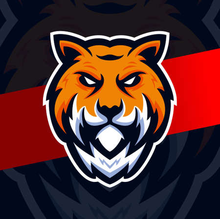 tiger head mascot logo esport design character for illustration, tattoo sport and gaming logoのイラスト素材