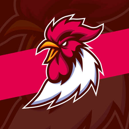 Rooster chicken head mascot logo design for esport sport logo designのイラスト素材