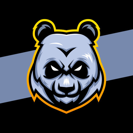 aggressive panda head mascot e-sport logo character design for sport and gamer logoのイラスト素材