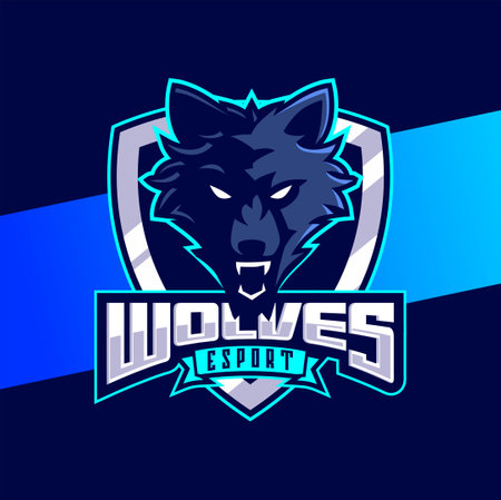 wolves head mascot esport logo design, wolf character for sport and gaming logoのイラスト素材