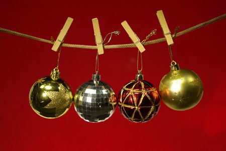 	christmas ball on clothespinsの写真素材