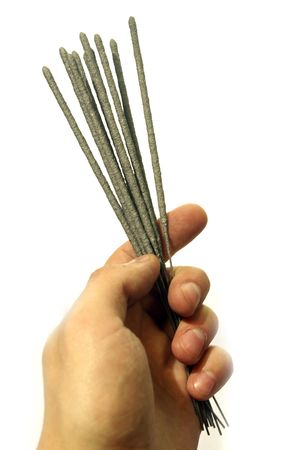 	Bengal fire in mans hand.の写真素材