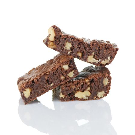 Chocolate brownies with chopped walnutsの写真素材