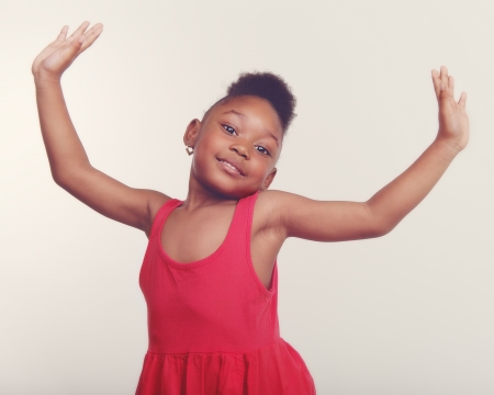 Pretty little girl age 4 dancing の写真素材