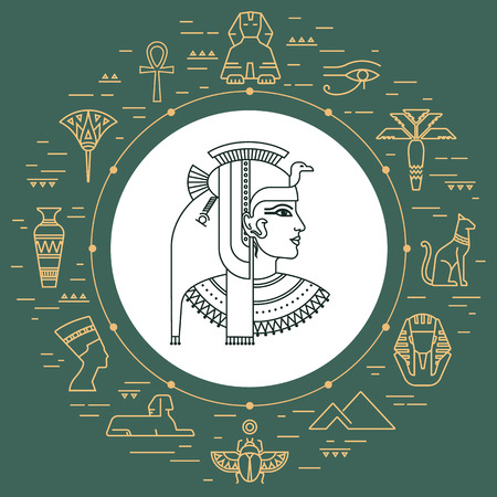 Ancient Egypt collection - gods, deities and mythological creatures from Egyptian mythology and religion, sacred animals, symbols, architecture, and sculpture.のイラスト素材