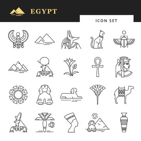 Classic elements of Egypt. Egyptian icon set for a logo, website design, printing products and more.の写真素材