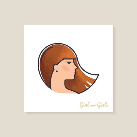 High quality color vector illustration of a woman in profile with laterings. The girl in the profile.のイラスト素材