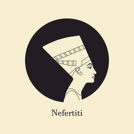 A vector illustration of the queen of Egypt Nefertiti profile isolated on a background. History of Ancient Egypt.のイラスト素材