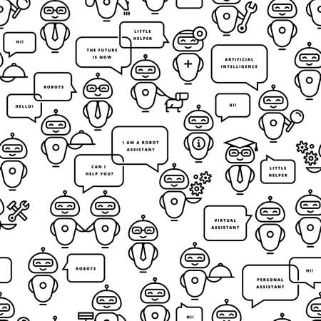 Seamless pattern robot assistant on line style. Vector icon pattern. Vector illustration.のイラスト素材