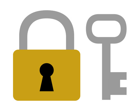 Padlock and a keyの写真素材