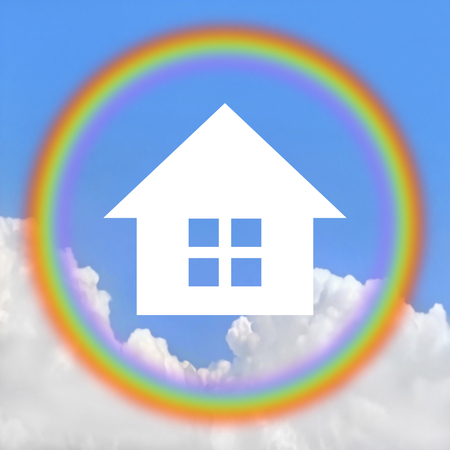 The house which floats on the skyの写真素材