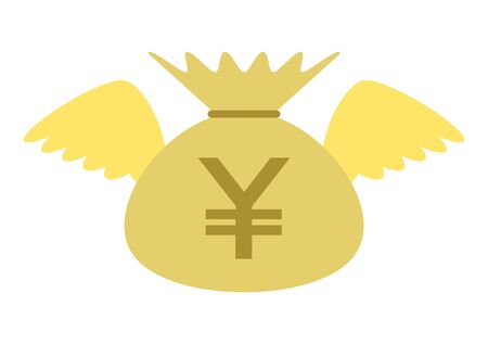 There are are wings in the bag of money.の写真素材