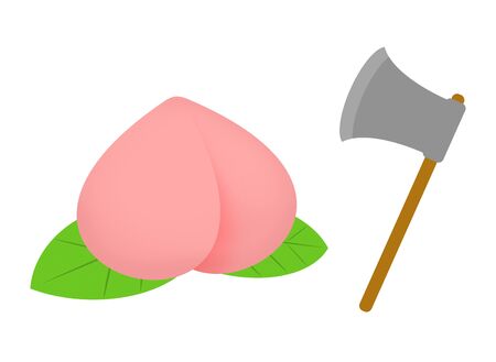 Peach and an axの写真素材