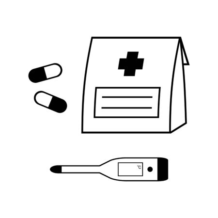 Antipyretic and thermometerの写真素材
