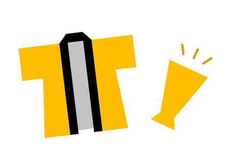 Yellow happi coat and megaphoneの写真素材