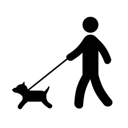 Pictogram of a Person Who Makes a Walk of a Dog.の写真素材