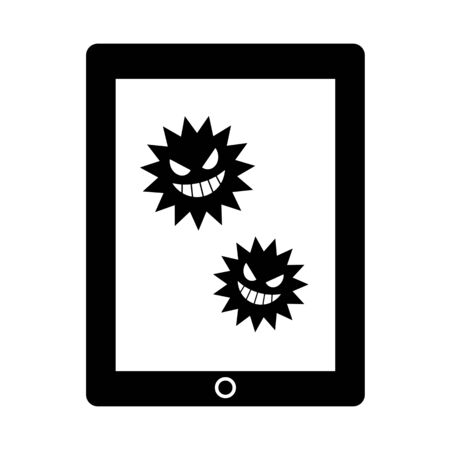 A virus appearing on the screen of the tabletの写真素材
