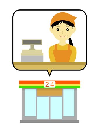 Cashier in a convenience storeの写真素材