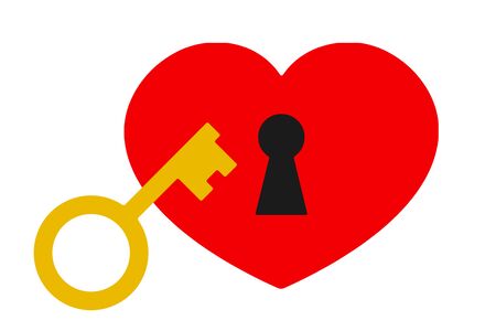 Key and keyhole of heartの写真素材