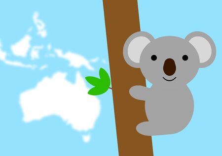 Koala and map of Australiaの写真素材