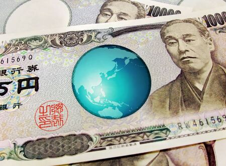 10,000-yen bill that synthesizes the earthの写真素材