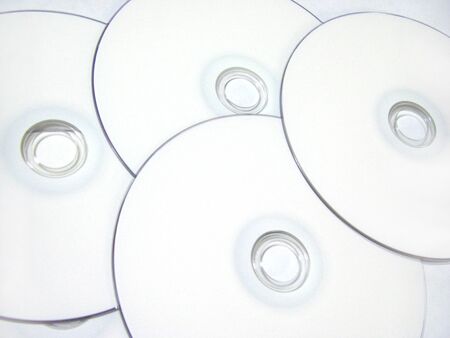 There are several white discsの写真素材